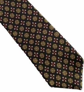 Navy Floral Checkered by Lands' End 58" USA Neck Tie Necktie 3.5" Wide - Picture 1 of 4