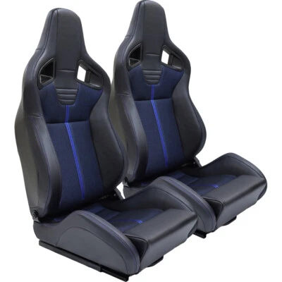 Universal Reclinable Bucket Seat Adjustable Racing Seat with 2 Sliders - Image 1 of 4