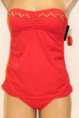 NWT Guess Swimsuit Tankini 2pc set  Sz M Bandini Red Strap - Image 1 of 4