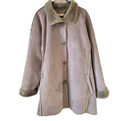 VINTAGE Covington Penny Lane Coat Size 3X Gray Suede Faux Fur Boho Hippie Y2K - Image 1 of 4