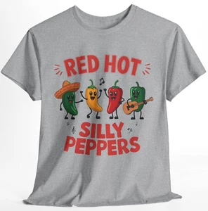 Red Hot Silly Peppers Funny T Shirt Gift for Spicy Pepper Lover Graphic Tee S-3X - Picture 1 of 13