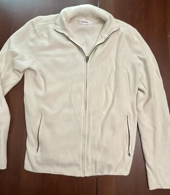 Chaqueta Calvin Klein Para Hombres Blanca Cremallera Completa L Abrigo Mediano RN# 36543 Foto 1 de 4