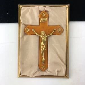 Butterscotch BAKELITE CROSS Crucifix Frame Wall Hanging Religious Decor Vintage - Picture 1 of 12