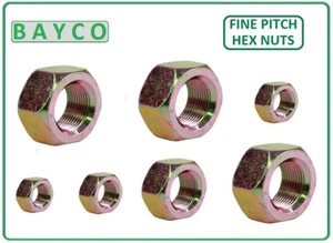 FINE PITCH HEX NUTS ZINC. M8, M10, M12, M14, M16 & M20. 1.00P, 1.25P, 1.50P. - Picture 1 of 11