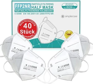 Simplecase 40 Stück FFP2 Maske, CE Zertifizier von CE 0598, A, Nasenschutzmaske - Bild 1 von 7