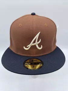 Cappello Atlanta Braves 59FIFTY New Era 40° Anniversario Patch Taglia 7 Marrone e Navy - Foto 1 di 5
