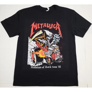 METALLICA T-shirt Monsters of Rock tour '85 Heavy Metal Tee Men's Black New - Picture 1 of 2