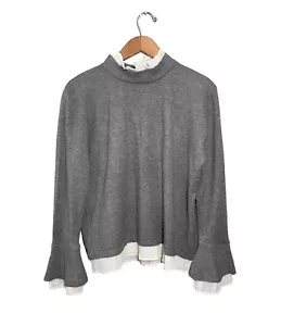 Suéter Louise Orop en Capas Para Mujer Mediano Modal Minimalista Gris Blanco Ropa de Trabajo - Imagen 1 de 7