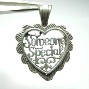VINTAGE JEMAND BESONDERES OFFENES HERZ CUT OUT CHARM ANHÄNGER 925 STERLING SILBER - Bild 1 von 8