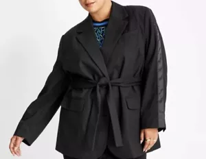 Future Collective Women's Long sleeve Blazer Tie Front Size 2X Black - Picture 1 of 7