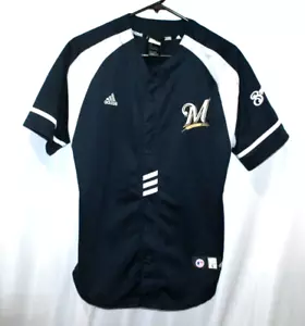 Adidas MLB Milwaukee Brewers Button up Jersey Youth Large (14/16) Navy Blue. - Picture 1 of 11