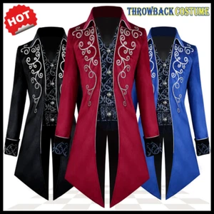Men's Victorian Jacket Medieval Steampunk Tailcoat Gothic Coat Halloween Costume - Picture 1 of 24