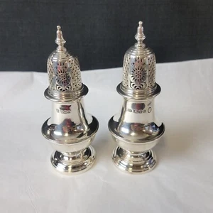 Antique Pair English Sterling Silver Sugar Shakers - Picture 1 of 10