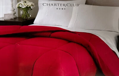 Charter Club Down Alternative Super Luxe Twin Comforter 230TC Cotton 68x88 Red - Image 1 of 2