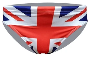 ACCLAIM British Union Jack Sports Fit 7 cm Flag Brief Swimming Trunks Mens NEW - Picture 1 of 5