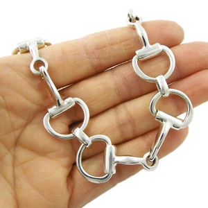 Collar largo liso de plata esterlina 925 hirrita ecuestre serpenteante joyería - Imagen 1 de 6