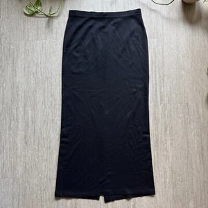 Vintage Eileen Fisher Black Maxi Skirt Rayon Blend USA Made L 90s Minimalist - Picture 1 of 7