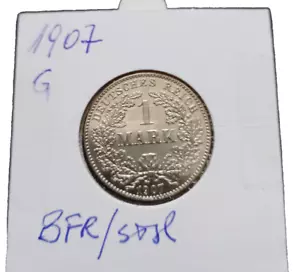 1 marco Reichsmark 1907 G BFR/stgl da 5 pezzi senza spese di spedizione - Foto 1 di 2