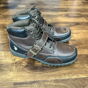 US Polo Assn Hombres Marrón Negro Botas con Cordones con Correa de Gancho y Lazo - 12 - Imagen 1 de 10