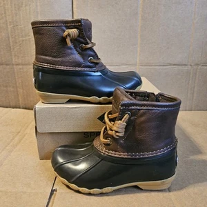 Sperry Girls Little Kids Saltwater Duck Boots Size 9M Brown Black CG55362A - Picture 1 of 8