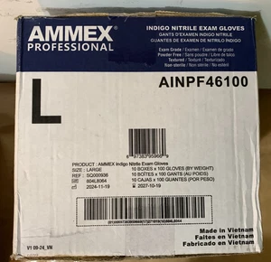 AMMEX Indigo Nitrile Disposable Exam/Medical Glove 3 Mil Latex-Free Case of 1000 - Foto 1 di 1