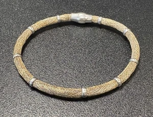 Sterling Silber 925 Vermeil Drahtgeflecht Armreif Armband Italy Magnet goldfarben - Bild 1 von 11