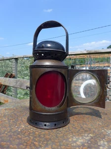 Antique Railway Lamp inc. Insert Display Collector Glass Green Red Filter - Foto 1 di 15