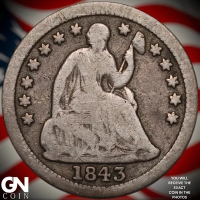 1843 P Seated Liberty Half Dime A7780 - Image 1 of 2