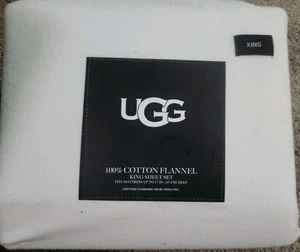NEU UGG ® Baumwolle Flanell 4-teilig King Farbe SNOW Laken Set passt bis 17" Matratze  - Bild 1 von 3