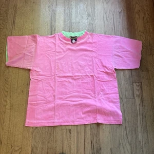 Vintage 80er 90er Surf Skate Strand Streifen Pink Neon T-Shirt Marke Ersatzteile - Bild 1 von 5