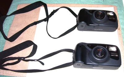 Pair Pentax Zoom 90-WR Point & Shoot Film Cameras 35mm Water Resistant -UNTESTED - Image 1 of 4