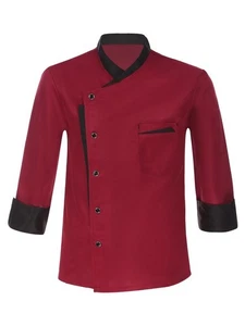 Men Chef Coat Long Sleeve Jacket Restaurant Kitchen Cooking Workwear Uniform - Picture 1 of 91
