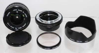 Lente Canon FD 24 mm 1:2,8, convertidor de montaje de lente macro, Elicar 52 mm 1A, BW-52C Foto 1 de 4