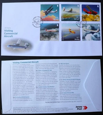 Jersey Stamps: "Visiting Commercial Aircraft" First Day Cover 6v Set 2022 - Image 1 of 3