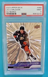 2023-24 Leo Carlsson Upper Deck Young Guns #468 OUTBURST Rookie RC PSA 9 MINT - Picture 1 of 4