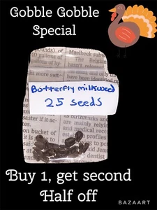 Butterfly Milkweed Monarch Host Plant Seeds 2 BUNDLE SET/50 Seeds Total - Picture 1 of 1