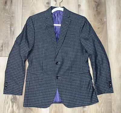 Blazer Ted Baker Para Hombres Resistencia Jones SPJ Lana Chaqueta a Cuadros Negro Gris Talla 38S Foto 1 de 4
