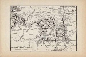 Mapa ferroviario antiguo de Denver y Río Grande 1910 mapa ferroviario vintage 2153 - Imagen 1 de 3
