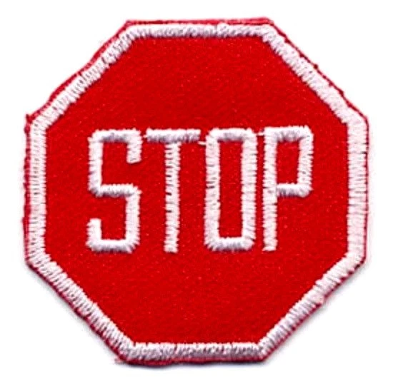 Embroidered Iron-On Applique Stop Sign, 1+1/2 inch - Image 1 of 1