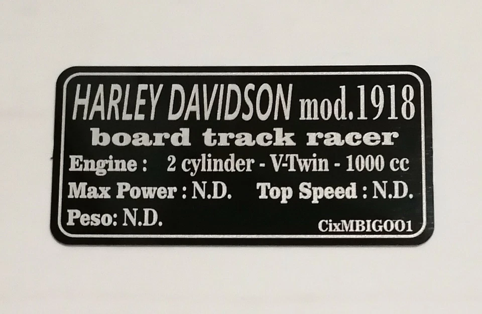 Cixmodels METAL PLATES per HARLEY DAVIDSON RACER 4 VALVE 1:12 no Tamiya GRANDE  - Immagine 1 di 1