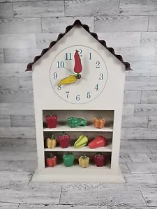 Vintage Kitchen Pepper Shelf Clock 16" Barn Farmhouse Decor Wall Or Countertop - Picture 1 of 11