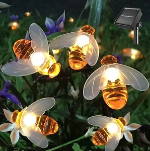 SEMILITS Solar String Lights 20LED Outdoor Waterproof Simulation Honey Bees D... - Picture 1 of 6