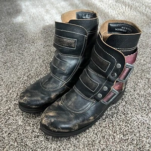 Fly London SELI700FLY Black Leather Combat Boots Size EUR 37 US 6.5 Biker - Picture 1 of 10