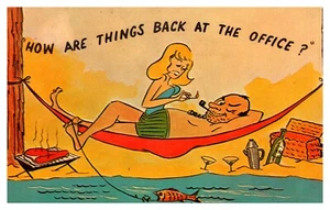 Comic Humor "Wie geht es wieder im Büro?"  Postkarte #392 - Bild 1 von 2
