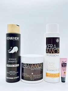 Kera Amor Borage Vitapoo Shampoo 13.52 Fl Oz, Vita Mask 16.9 Oz & Leave In 13.52 - Picture 1 of 4