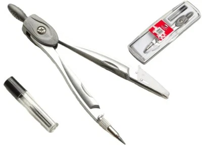 B&S SCHREIBART Schulzirkel mit Minendose Verstellzirkel Geometrie Zirkelkasten Zirkel Mathe NEU