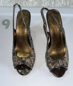 Anne Klein Yalania Multi Color Snake Print Man Made Peep Toe Slingbacks Size 9M - Picture 1 of 18