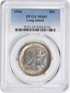 Long Island Commemorative Silver Half Dollar 1936 MS65 PCGS - Picture 1 of 2