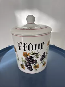 VTG Italian Ceramic Flour Canister 9” Tall Hand Painted in Italy - Picture 1 of 9