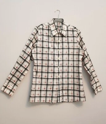 Vintage 1970s Gisi checked polyester  shirt size16.5/42 - Image 1 of 4